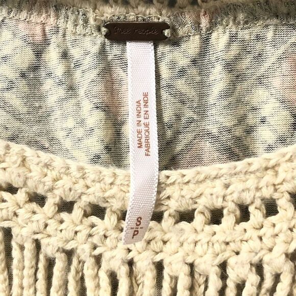 free people crochet raw hem patterned flowy women’s top size small batwing - Picture 4 of 9